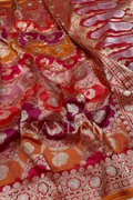 Lotus Jangla Red Saree
