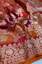Lotus Jangla Red Saree