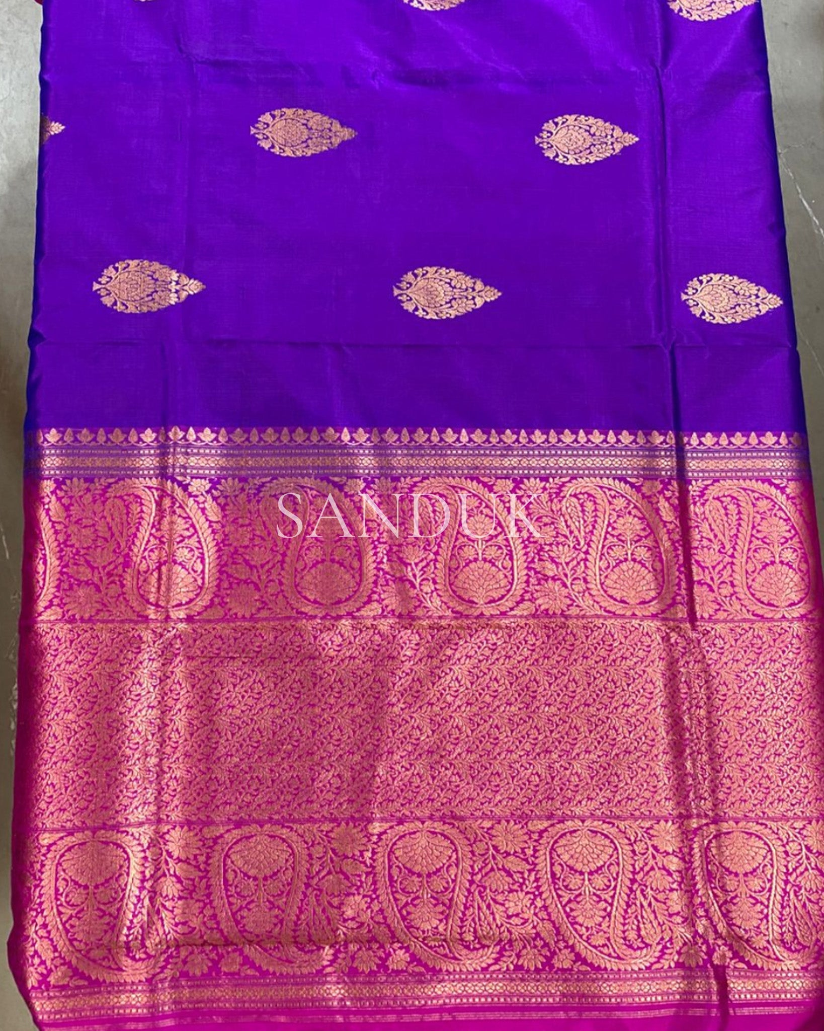 Contrast Border Katan Silk Purple (Saree)