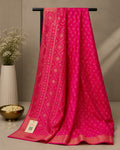 Radiant Fuchsia Pink Silk Saree with Golden Zari Geometric Weave