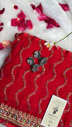 Royal Red Embellished Designer Saree