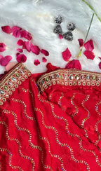 Royal Red Embellished Designer Saree