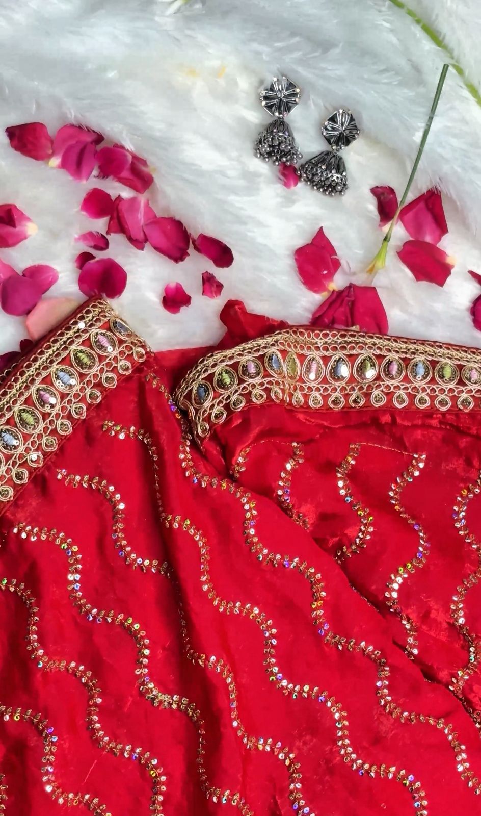 Royal Red Embellished Designer Saree