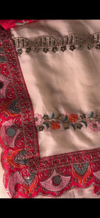 Off-White Fancy Organza Saree with Embroidered Blouse | Floral Zari & Sequin Work