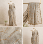 The Stellar Grey Embroidered Saree with Sequin Border